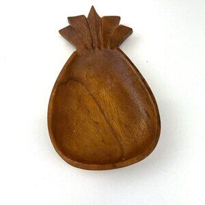 Vintage Monkey Pod Pineapple Shape Large Wooden Bowl Trinket Dish